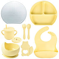 Набор посуды на присоске 2Life Y11 из 9 предметов Желтый (v-11350) PZ, код: 8290567