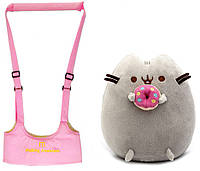 Набор вожжи-ходунки Walking Assistant Розовый и мягкая игрушка Пушин кэт с пончиком (vol-1134 KC, код: 2646058