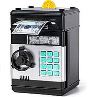 Копилка дитячий сейф із кодовим замком і купюроприймачем A1 для паперових грошей і монет чорний KC, код: 8081667