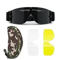 Тактические защитные очки маска Daisy со сменными линзами Панорамные незапотевающие черный KC, код: 8447014