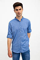 Стильная мужская рубашка голубая с принтом 511F016 Time of Style XS PZ, код: 8224958