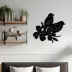 Настінний Декор в кімнату, Сучасна картина для інтер'єру "Маленькі пташки", стиль лофт 20x23 см