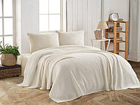 Летнее постельное белье с вафельным покрывалом Pike 160x240 Modalita Krem PZ, код: 7522010