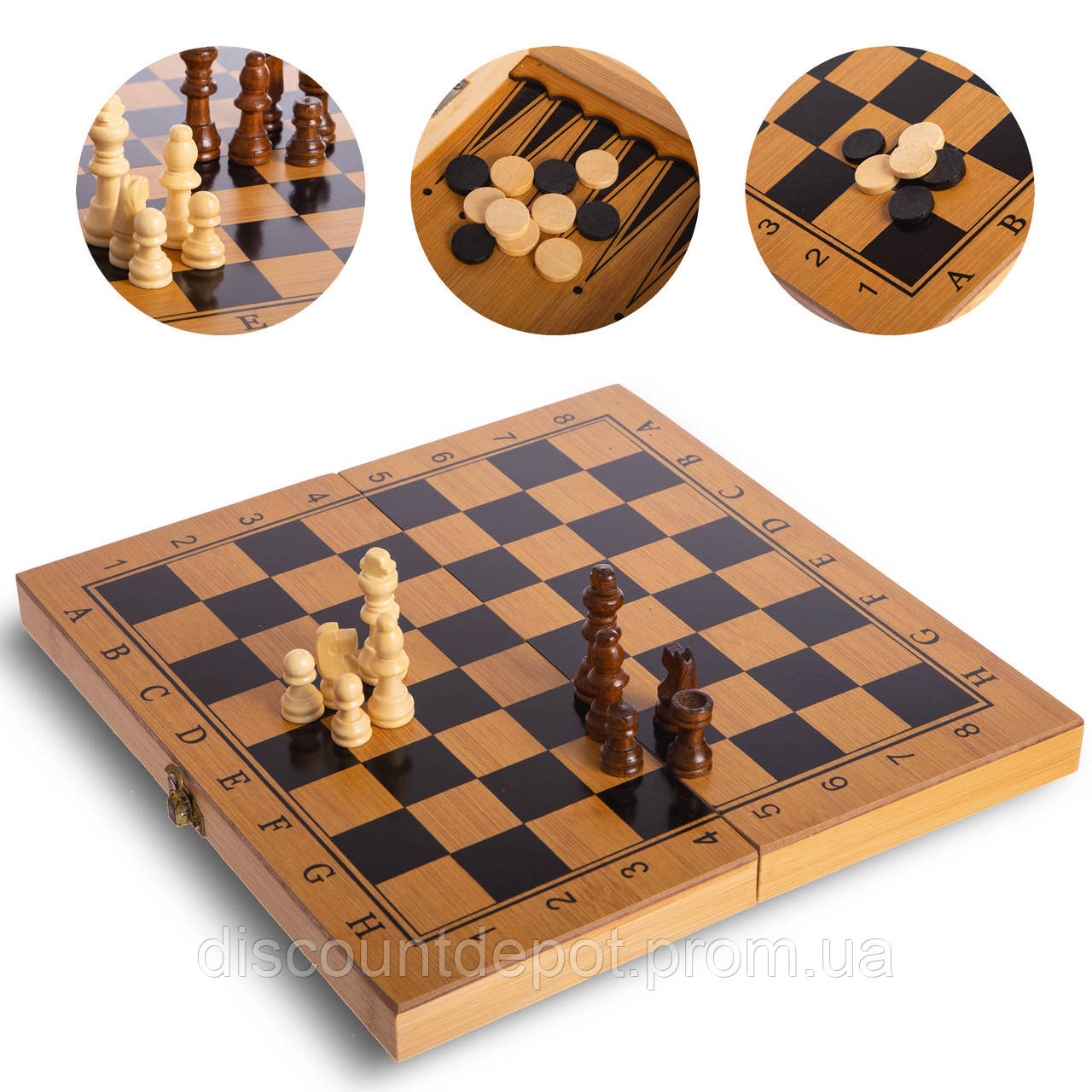 Игровой набор BK Toys 3 в 1 шахматы шашки и нарды деревянные (B3116T) DD, код: 7336165 - фото 1 - id-p2167942554