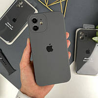 Силиконовый чехол на iPhone 12 Full case with Camera Protection Grey (15)