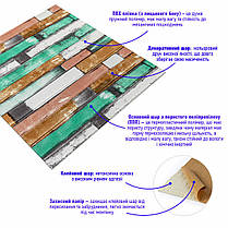 Самоклеюча декоративна 3D панель м'ятне дерево 700x700x5мм (057) SW-00000238, фото 3