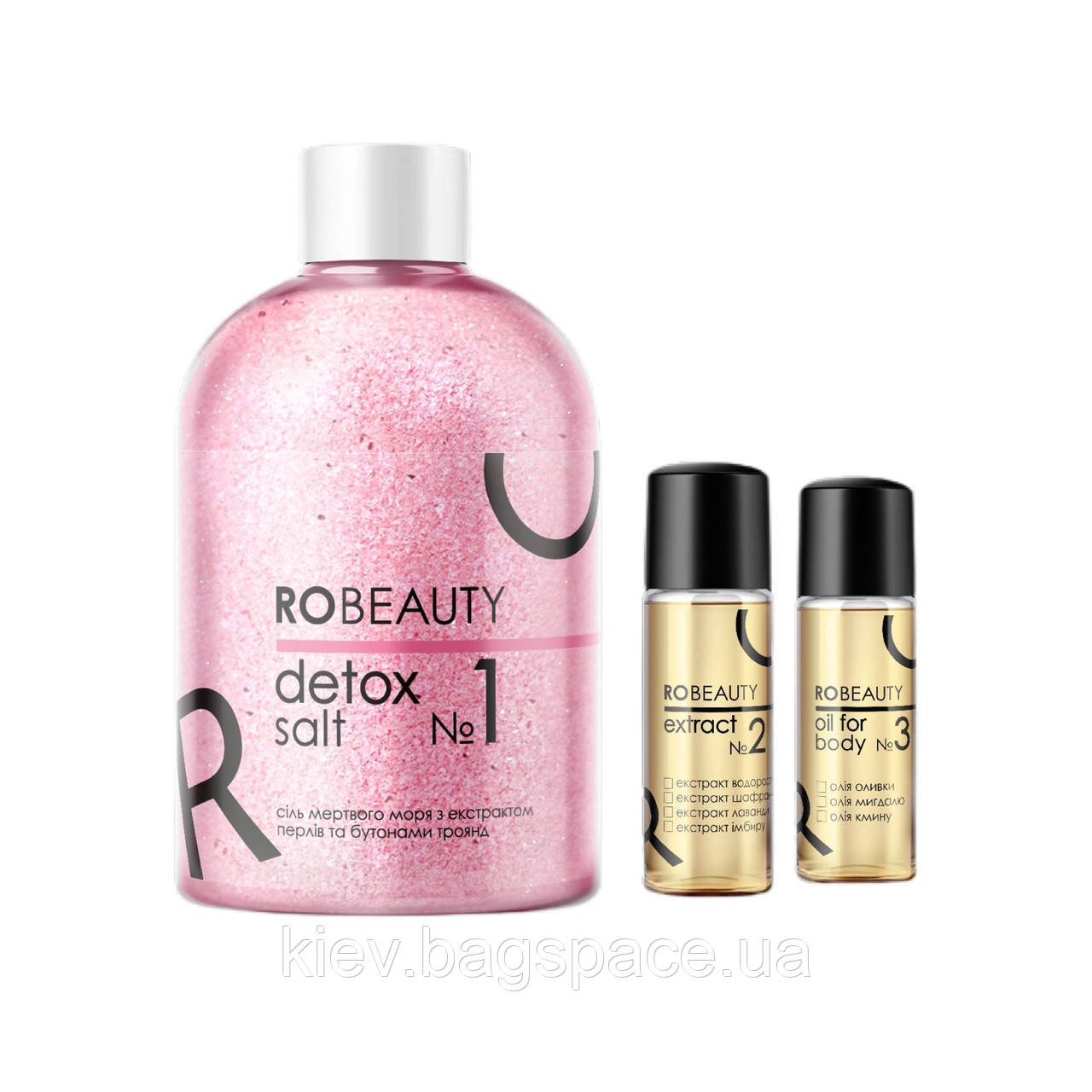 Сяйний комплекс для ванни 3 в 1 Detox salt RoBeauty 365 г KB, код: 8253800