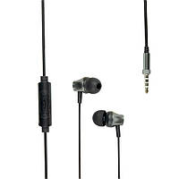 Проводные наушники вакумные с микрофоном Remax 3.5 mm RM-202 In-Ear Stereo 1.2 m Black PZ, код: 7765562