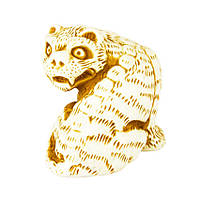 Статуэтка Нэцкэ Тигр Netsuke Гипс 4.1x3.5x3 см Бежевый (00748) ST, код: 6943582