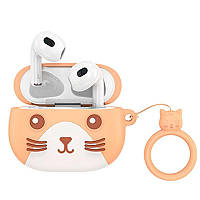 Детские наушники беспроводные Bluetooth HOCO Cat EW46 в кейсе Orange PZ, код: 8216470