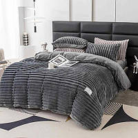 Комплект постельного белья двусторонний велюр SADA Lux евро темно-серый (767798) PZ, код: 8331967