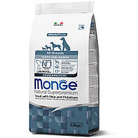 Корм Monge Monoprotein All breeds Puppy Junior Trota сухой с форелью для щенят и юниоров всех GG, код: 8451738