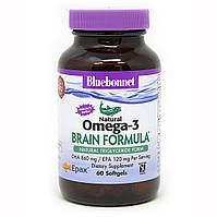 Омега-3 Формула для мозга Bluebonnet Nutrition Omega-3 Brain Formula 60 желатиновых капсул PZ, код: 1846786