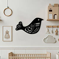 Декоративное панно из дерева, современная картина на стену "Птичка, орнамент", оригинальный подарок 80x45 см