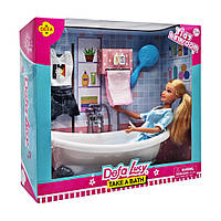 Детская кукла с ванночкой DEFA 8444 полотенце, расческа, одежда (Голубой) от LamaToys