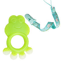 Силиконовый прорезыватель-игрушка для зубов ребенка и держатель 2Life Осминожка Y7 Зеленый (v PZ, код: 8404559