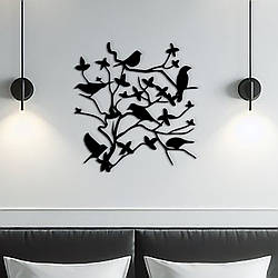 Сучасна картина на стіну, декор для кімнати "Весняні птахи", декоративне панно 20x20 см