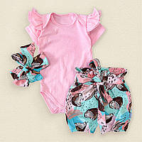 Боди Dexters шорты и повязка для девочки cocojambo 68 см розовый ментол (131665268863) VA, код: 8329992