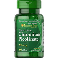Микроэлемент Хром Puritan's Pride Chromium Picolinate Yeast Free 200 mcg 100 Tabs VA, код: 7518806