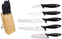 Набор ножей в деревяном блоке Fiskars Essential PZ, код: 7719900