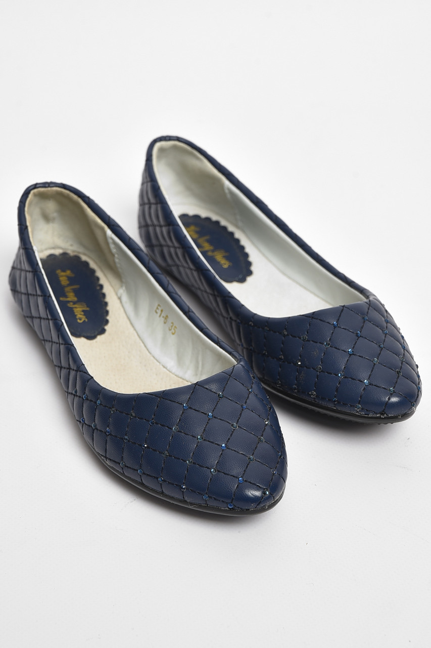 Балетки дитячі для дівчинки темно-синього кольору 176012T Безкоштовна доставка, фото 1