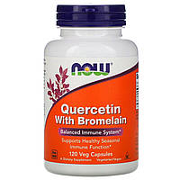 Кверцетин с Бромелайном, Quercetin with Bromelain, Now Foods, 120 вегетарианских капсул PZ, код: 6825038