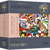 Фигурный деревянный пазл Trefl Рождественские котики 500 элементов 37х25 см 20172 PZ, код: 8264994