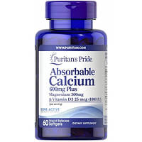 Микроэлемент Кальций Puritan's Pride Absorbable Calcium 600 mg with Vitamin D3 1000 IU 60 Sof PZ, код: 7520676