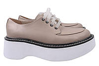 Туфлі жіночі з натуральної шкіри на платформі на шнурівці колір Капучіно Vadrus 303-21DTC 38 PZ, код: 7365685