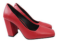 Туфлі жіночі з натуральної шкіри на великому каблуці колір Червоний Da Cota 38-21DT 40 PZ, код: 7365887