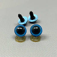 5 пар - Глаза винтовые для игрушек 14 мм с фиксатором - голубой КР