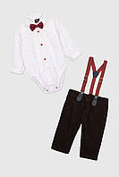 Костюм малышка (боди+рубашка+штаны) Pitiki 3021 68 см Бордовый (2000989990628) PP, код: 8310107
