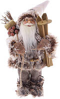 Декоративный Santa в коричнево-бежевом цвете с подарками и лыжами BonaDi 30см DP219443 PP, код: 8260452