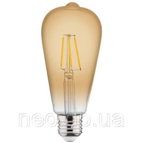 Лампа вінтажна світлодіодна "RUSTIC VINTAGE-6" 6W Filament led 2200К  E27