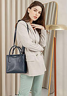 Кожаная женская сумка-кроссбоди темно-синяя BlankNote PS, код: 8132409