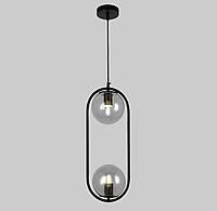 Подвесной светильник с двумя прозрачными шарами 15 см Lightled 916-38-2 BK+CL GG, код: 8123290