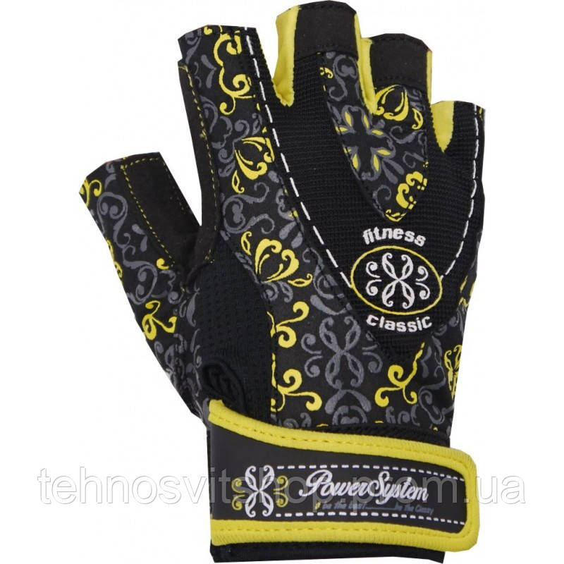 Жіночі рукавички для фітнесу та важкої атлетики Power System Classy PS-2910 S Чорно-жовтий TT, код: 1293325