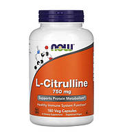 Цитруллин NOW Foods L-Citrulline 750 mg 180 Veg Caps DS, код: 7576347
