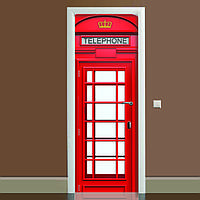 Наклейка на дверь Zatarga Телефонная будка 650х2000 мм Красный (Z180057 dv) UN, код: 1804601