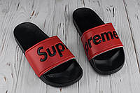 Шлепки Supreme Black-Red шлепки сланці тапочки cупрім