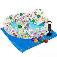 Детский надувной бассейн Intex 59460-2 «Фрукты», 122 х 25 см, с мячиком и кругом, с шариками SE, код: 2587706