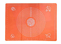 Силиконовый коврик для раскатки и выпечки теста 65 х 45 см Genes 2187 оранжевый SE, код: 8248073