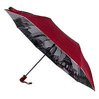 Женский зонтик полуавтомат МАХ с узором изнутри и тефлоновой пропиткой, бордовый, 480-4 TH, код: 7410664