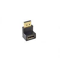 Переходник Lucom DisplayPort M F адаптер v1.2 4K60Hz 90° угловой вниз Черный (62.09.8327) PM, код: 8345680