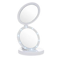Косметическое зеркало с LED подсветкой RIAS Eclipse раскладное White (3_01480) DH, код: 7812101