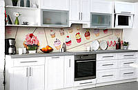 Наклейка на скинали Zatarga на кухню «Карта десертов» 600х3000 мм виниловая 3Д наклейка кухон PZ, код: 6509457