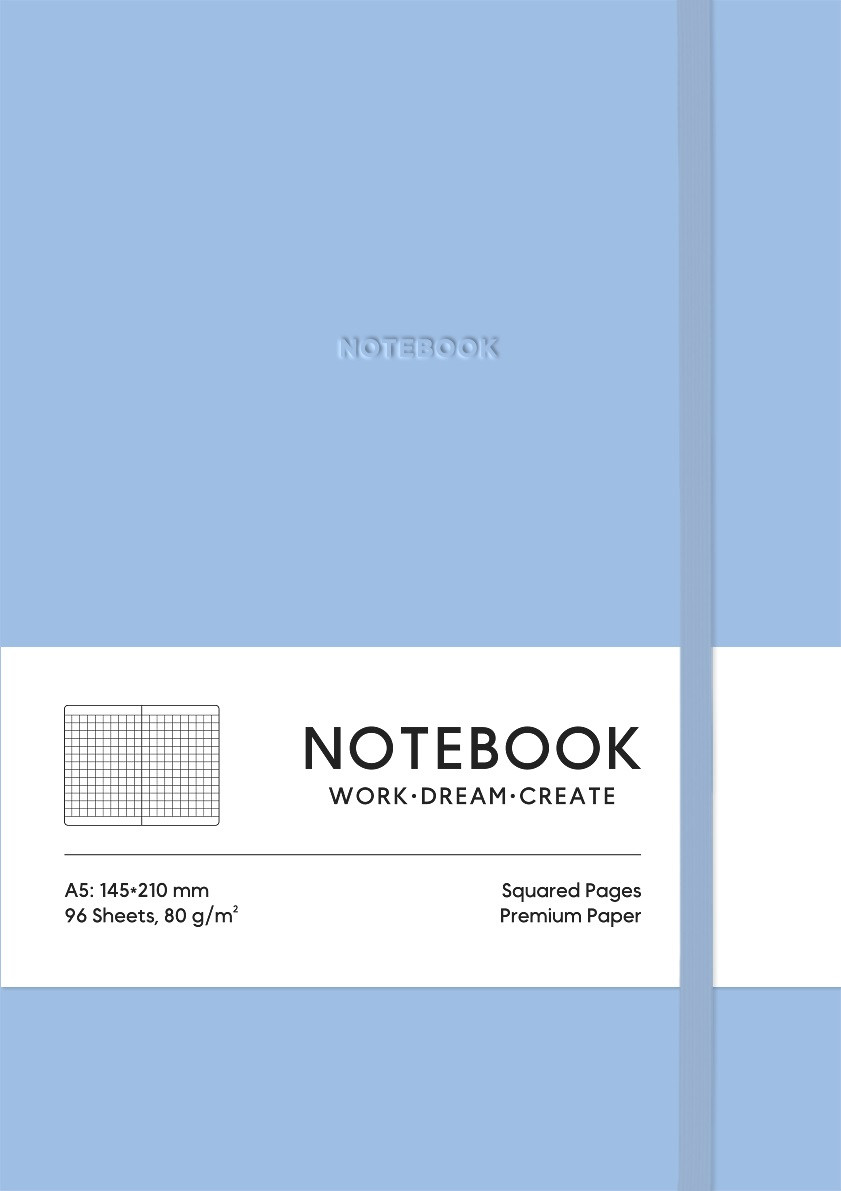 Зошит А5 96 арк клітинка м'яка обл поліуретан на гумці 7113 блакитний
