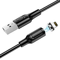 Магнитный зарядный кабель Borofone BX41 iPhone iPad iPod USB - Lightning 2.4A 1 м Black TH, код: 8403972