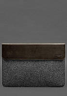 Чехол-конверт с клапаном кожа+фетр для MacBook 16 Темно-коричневый Crazy Horse BlankNote KC, код: 8321825