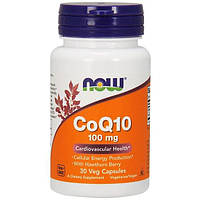 Коэнзим NOW Foods CoQ10 100 mg with Hawthorn Berry 30 Veg Caps FS, код: 7518322